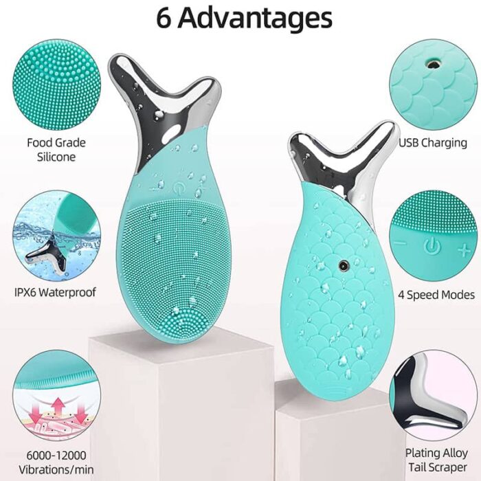 Fish facial cleansing brush silicone electric sonic face brush